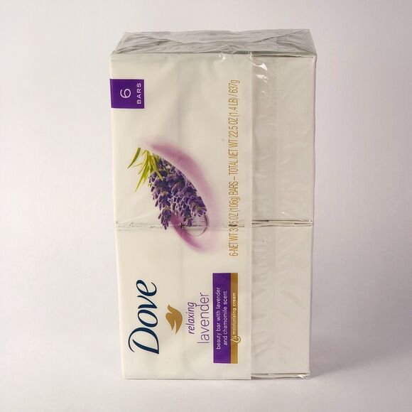 6 Bars Dove Relaxing Lavender Beauty‎ Bar with Lavender Chamomile Scent 3.75oz - Picture 3 of 4